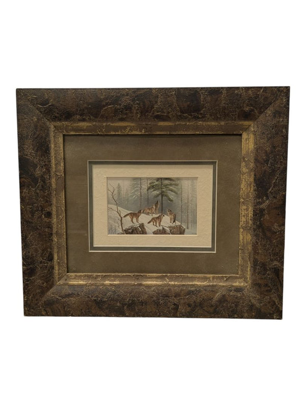 Framed Winter Wolf Scene