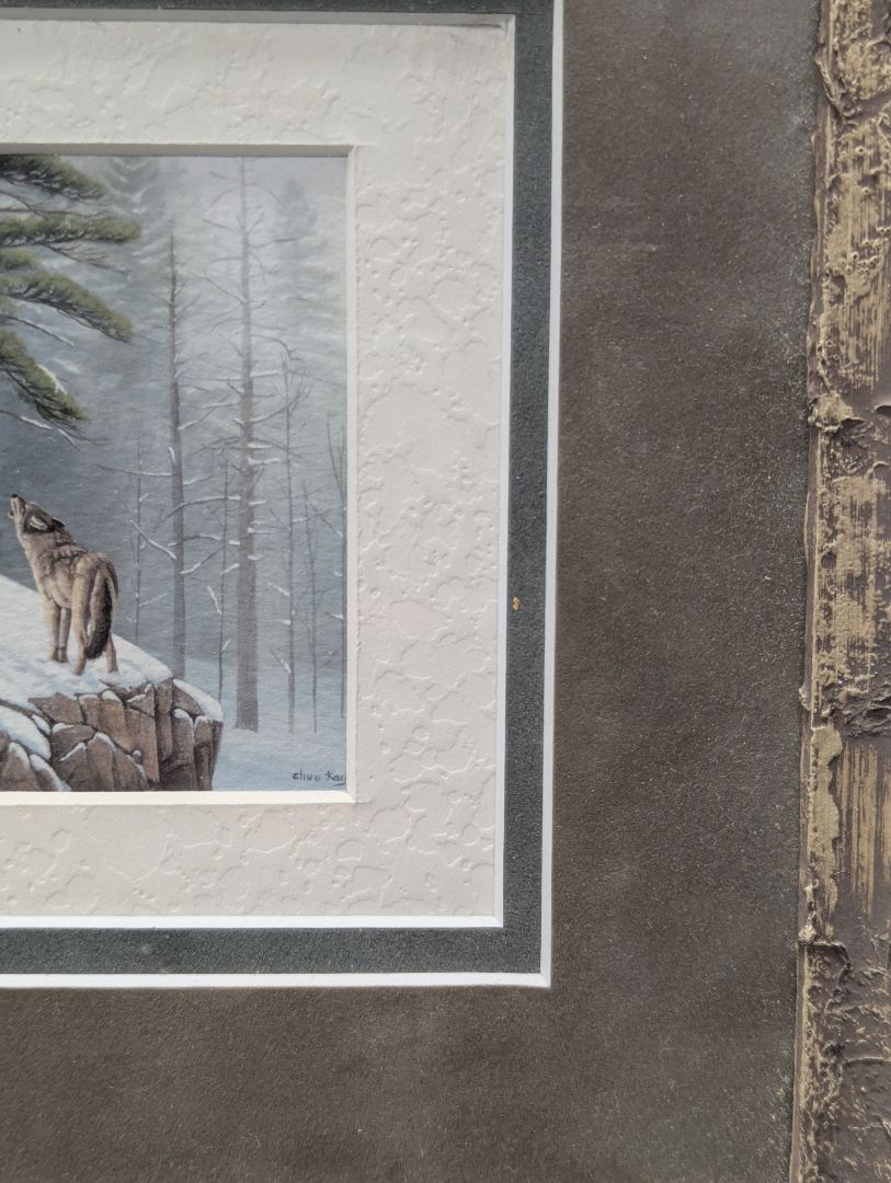 Framed Winter Wolf Scene