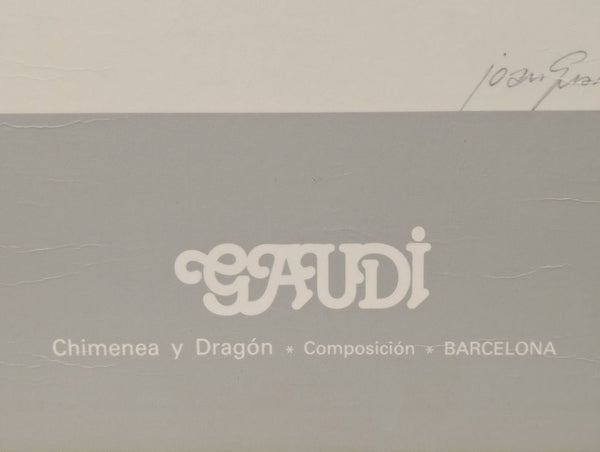 Joan Guardiola Santamaría Signed “Chimenea y Dragón” Gaudí Lithograph