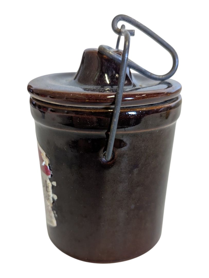 Vintage 1970s Brown Glazed Stoneware Cheese Crock / Preserve Pot