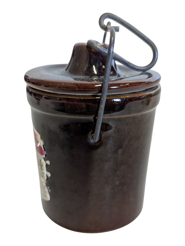 Vintage 1970s Brown Glazed Stoneware Cheese Crock / Preserve Pot