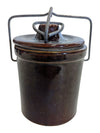 Vintage 1970s Brown Glazed Stoneware Cheese Crock / Preserve Pot