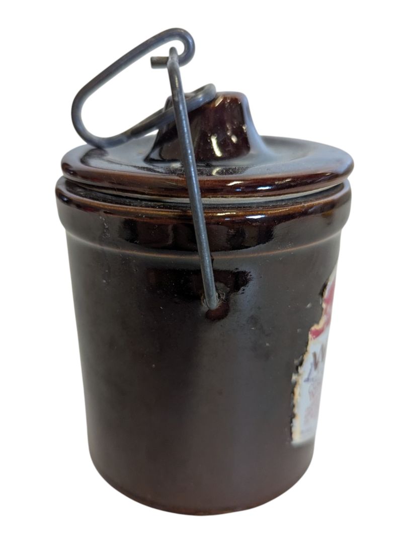 Vintage 1970s Brown Glazed Stoneware Cheese Crock / Preserve Pot