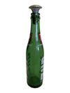 Vintage 7UP Green Glass Bottle with Metal Sprinkler Top