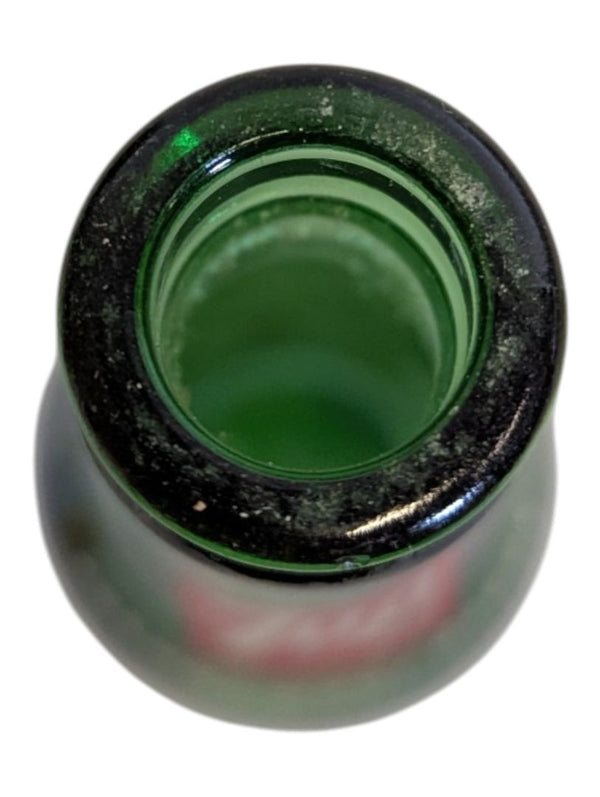 Vintage 7UP Green Glass Bottle with Metal Sprinkler Top