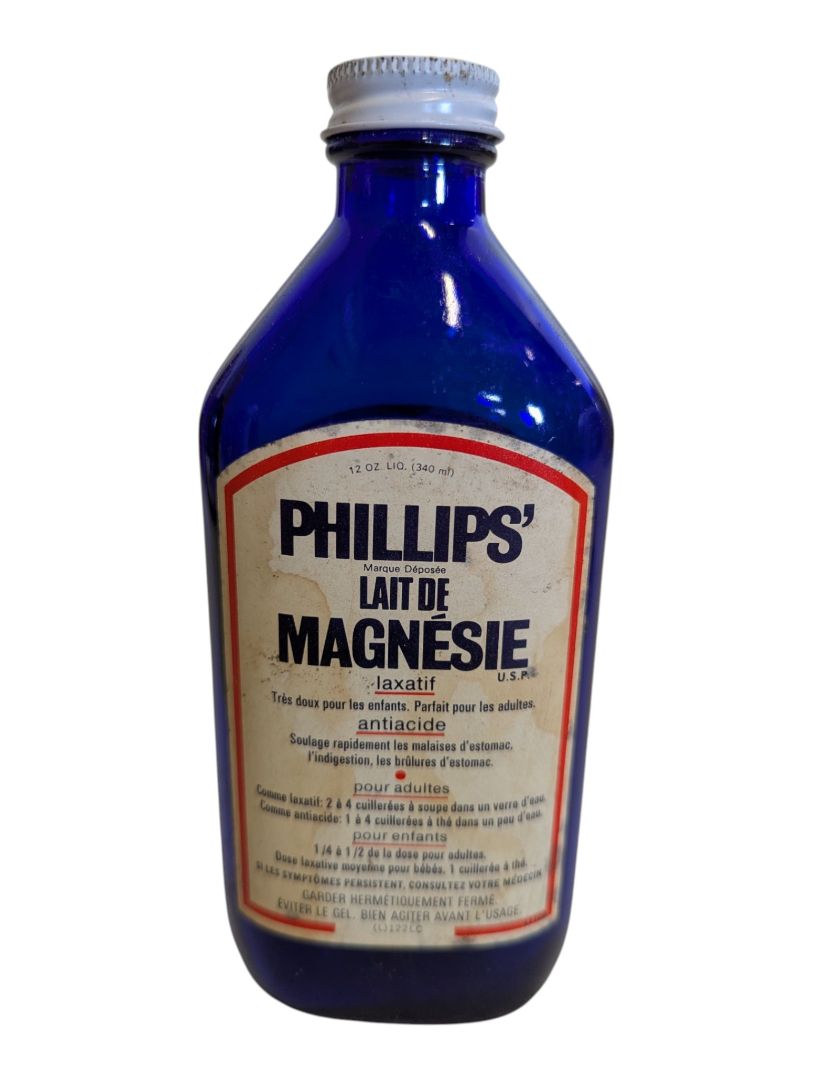 Vintage Phillips’ Milk of Magnesia Cobalt Blue Glass Bottle