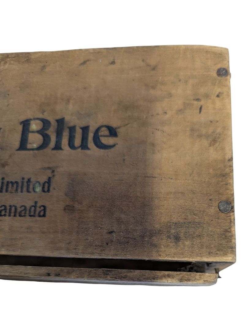Vintage Reckitt’s Bag Blue Wooden Advertising Crate
