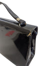 Vintage Black Patent Finish Structured Handbag