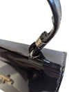Vintage Black Patent Finish Structured Handbag