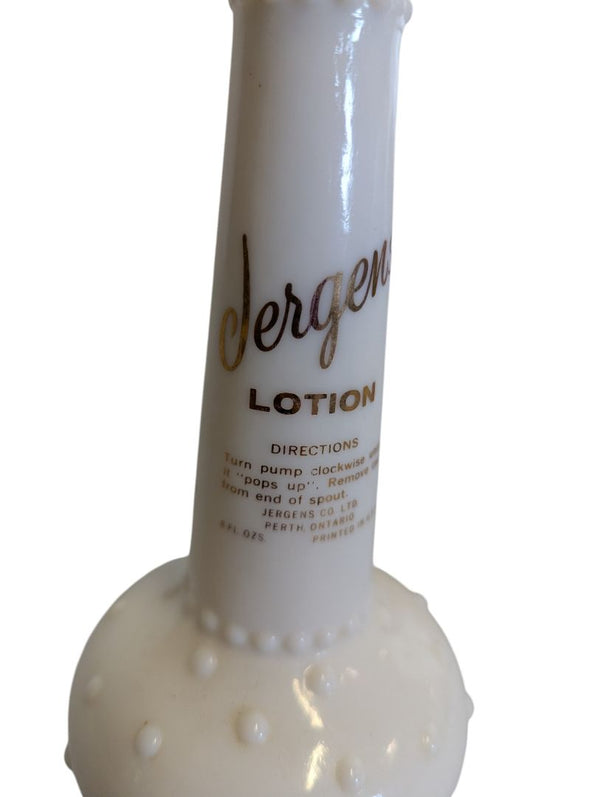 Vintage Jergens Lotion Milk Glass Pump Bottle