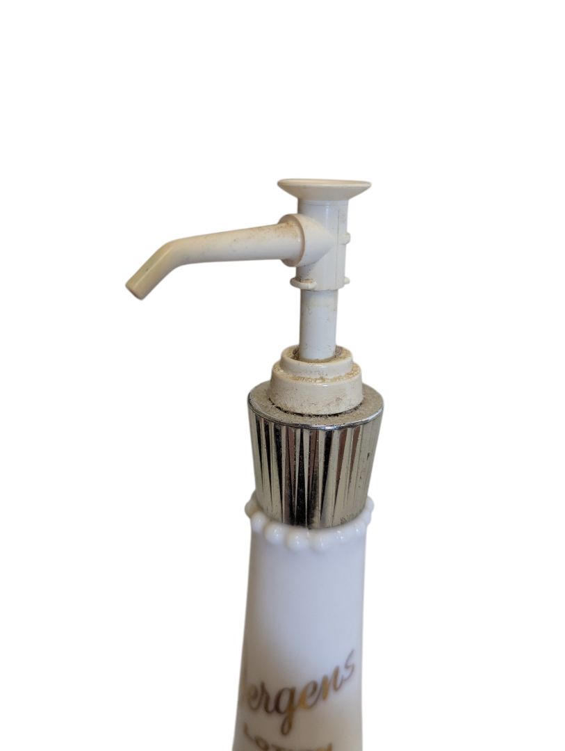 Vintage Jergens Lotion Milk Glass Pump Bottle