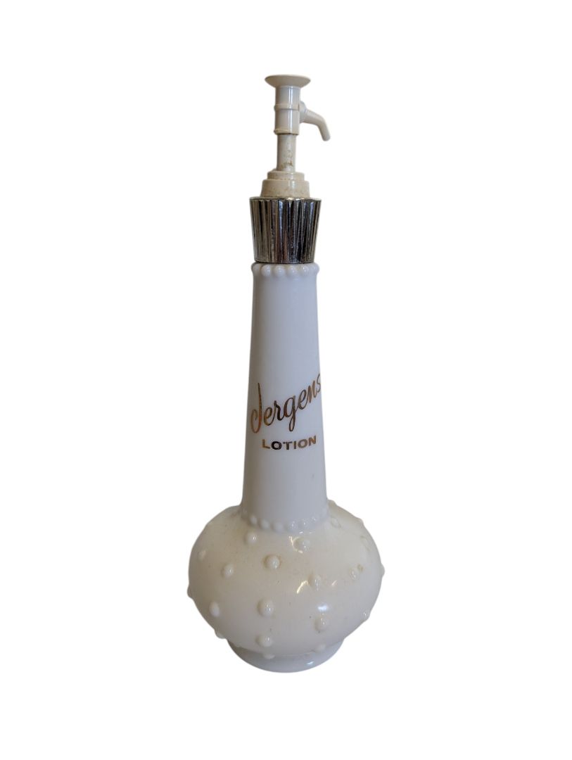 Vintage Jergens Lotion Milk Glass Pump Bottle