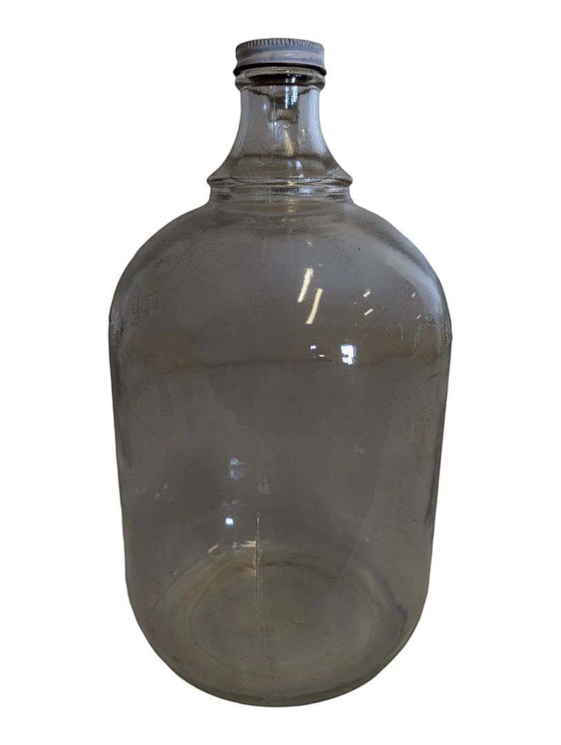 Vintage Clear Glass Jug Bottle with Handle & Cap