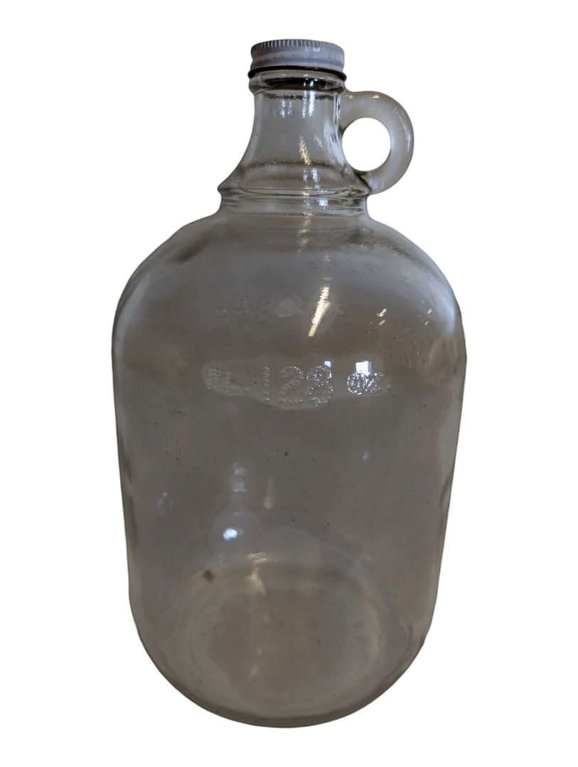 Vintage Clear Glass Jug Bottle with Handle & Cap