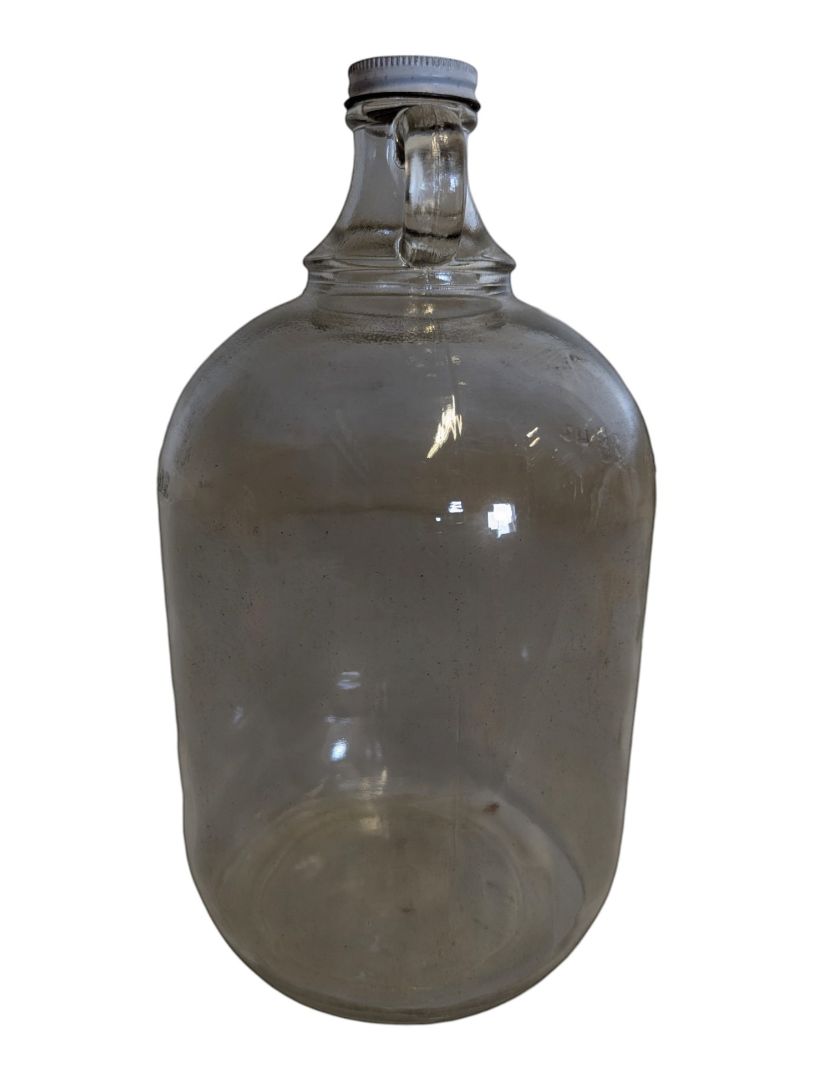 Vintage Clear Glass Jug Bottle with Handle & Cap