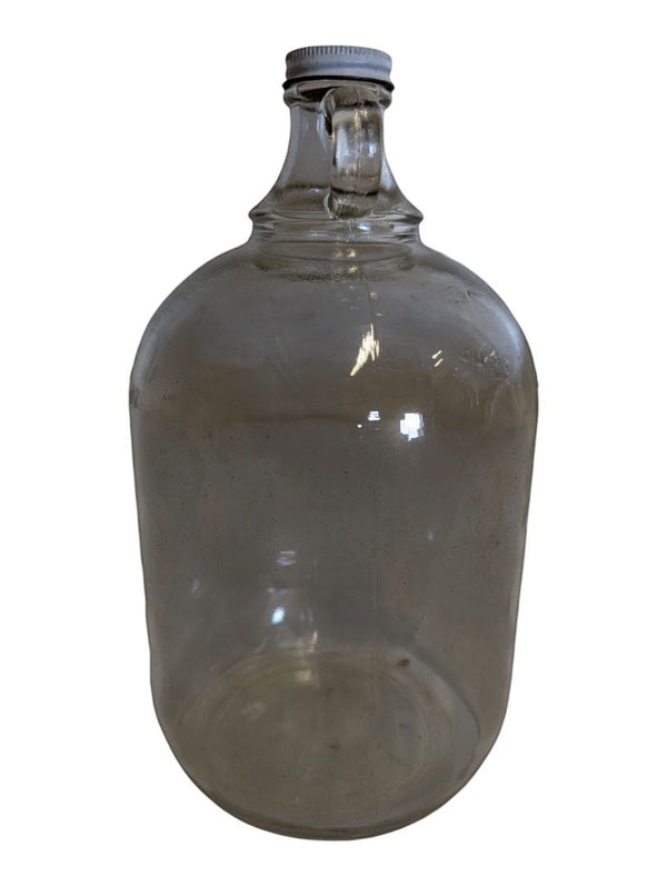 Vintage Clear Glass Jug Bottle with Handle & Cap
