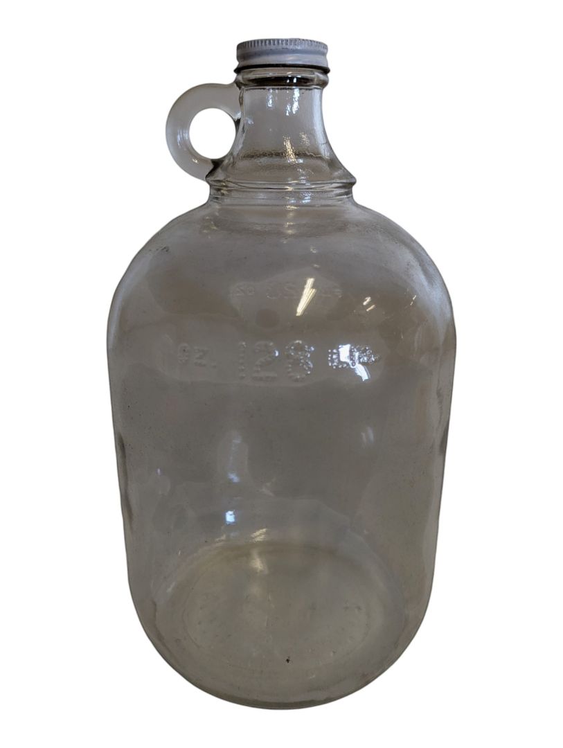 Vintage Clear Glass Jug Bottle with Handle & Cap