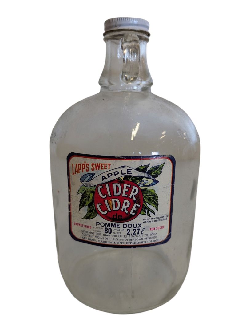 Vintage Lapp’s Sweet Apple Cider Glass Jug