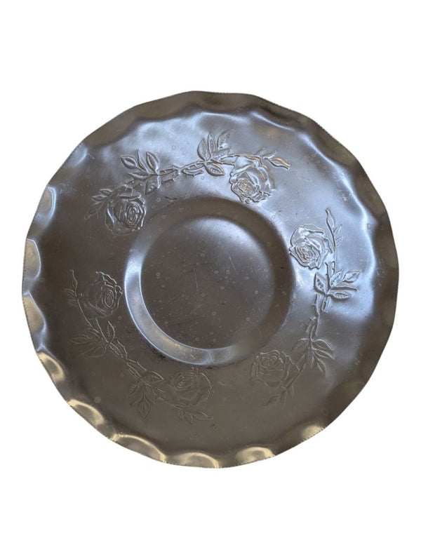 Vintage Embossed Rose Aluminum Serving Tray