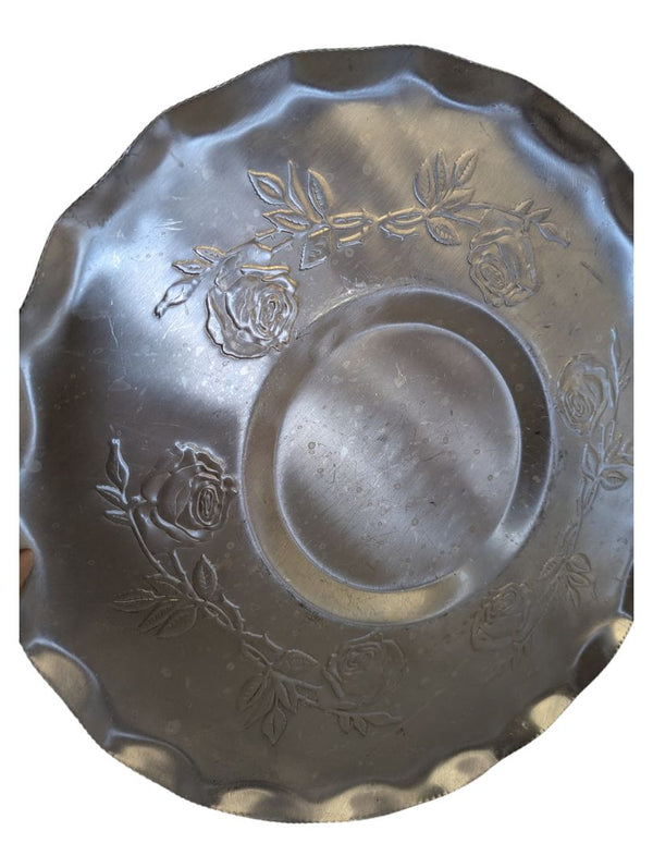 Vintage Embossed Rose Aluminum Serving Tray