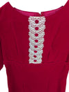 Red Short Sleeve Dress with White Lace Detail