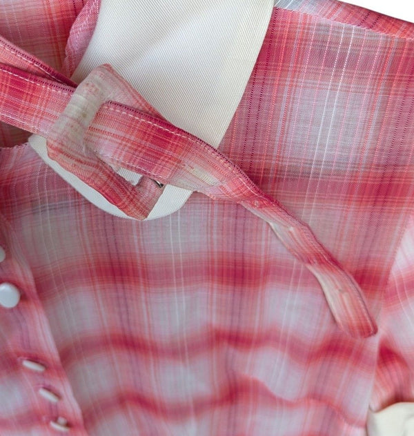 Vintage Pink Plaid Peter Pan Collar Dress