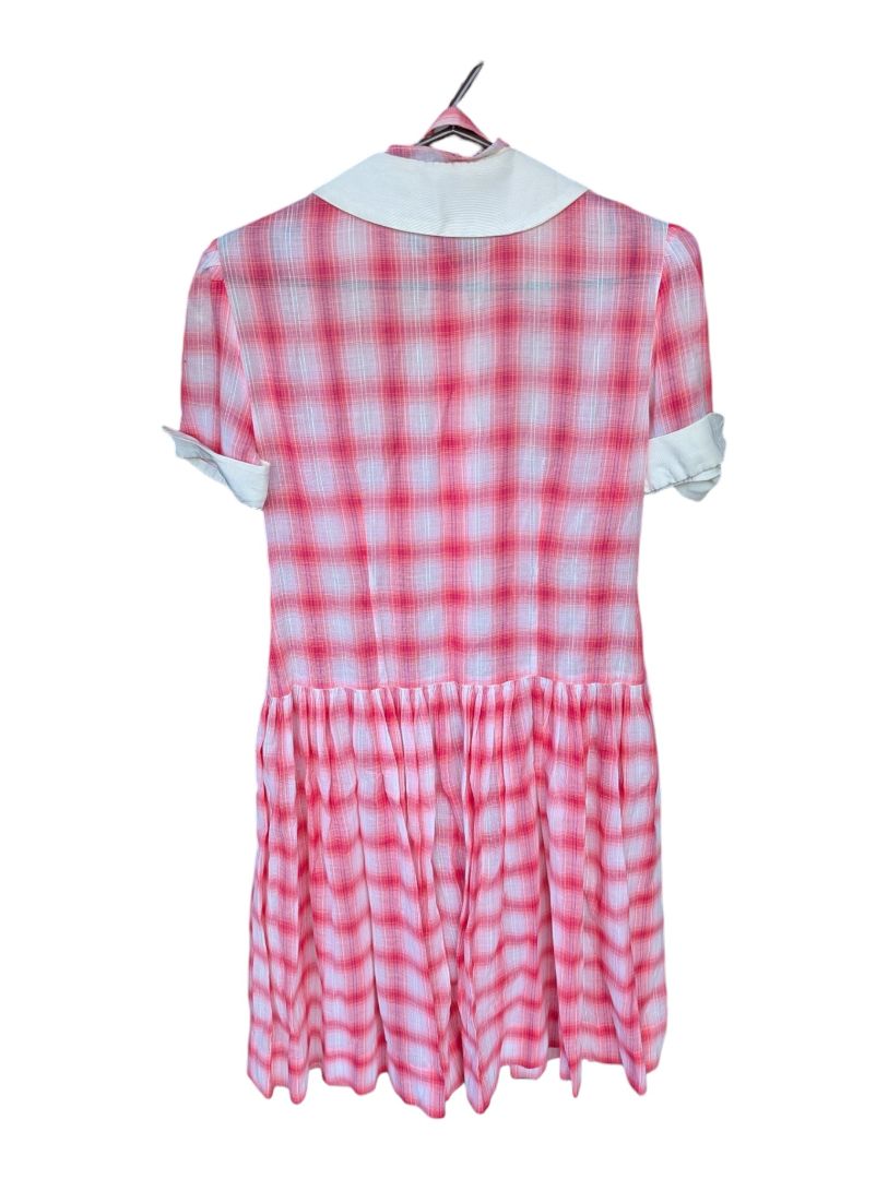 Vintage Pink Plaid Peter Pan Collar Dress