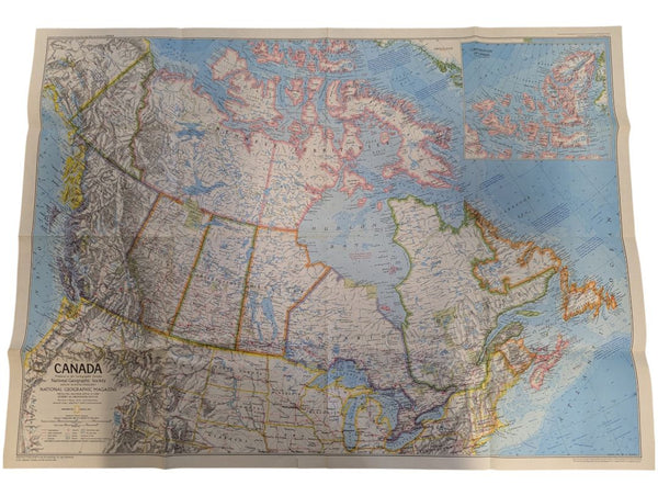 Collection of 6 Vintage National Geographic Maps – Canada, World & Rockies