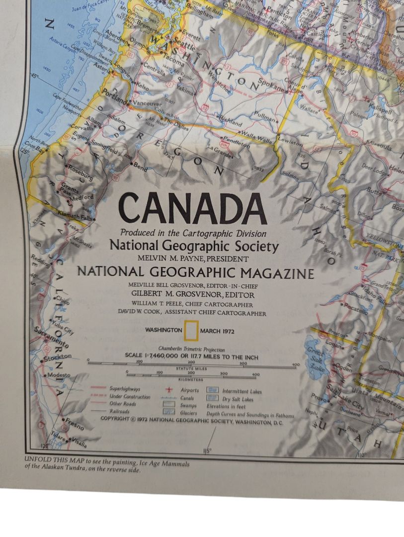 Collection of 6 Vintage National Geographic Maps – Canada, World & Rockies