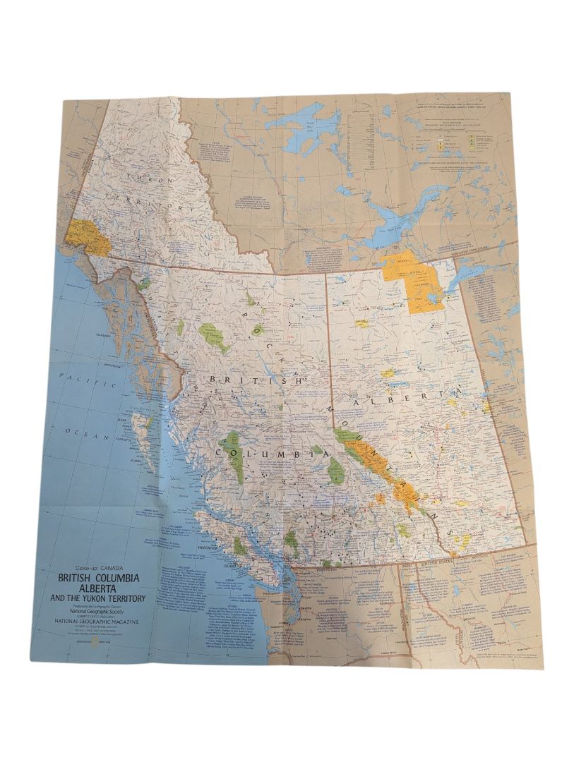 Collection of 6 Vintage National Geographic Maps – Canada, World & Rockies