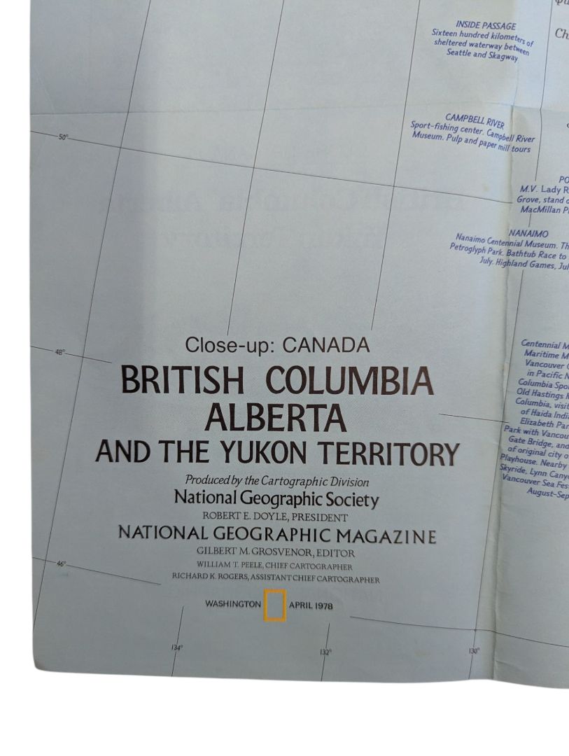 Collection of 6 Vintage National Geographic Maps – Canada, World & Rockies