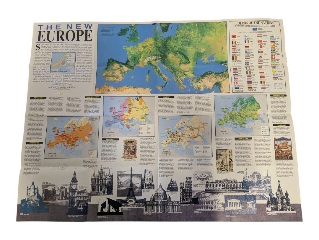 Collection of 7 Vintage National Geographic Fold-Out Maps