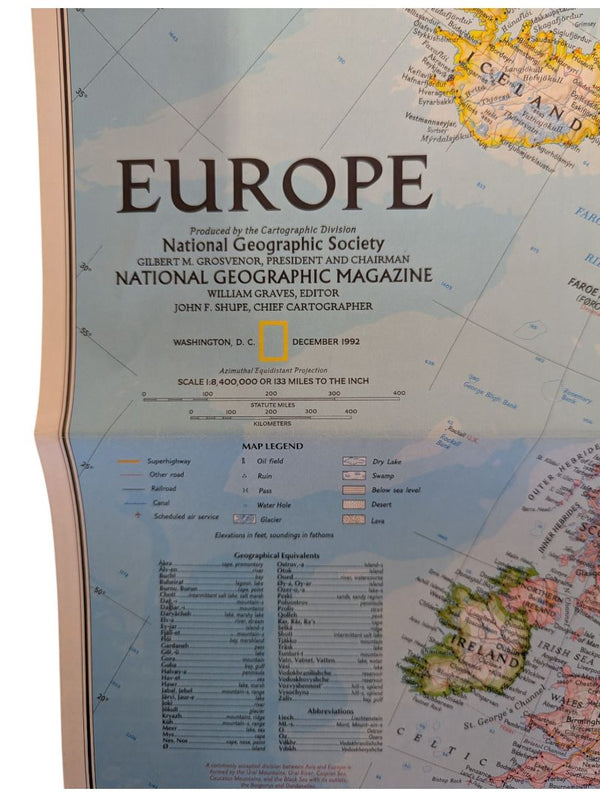 Collection of 7 Vintage National Geographic Fold-Out Maps