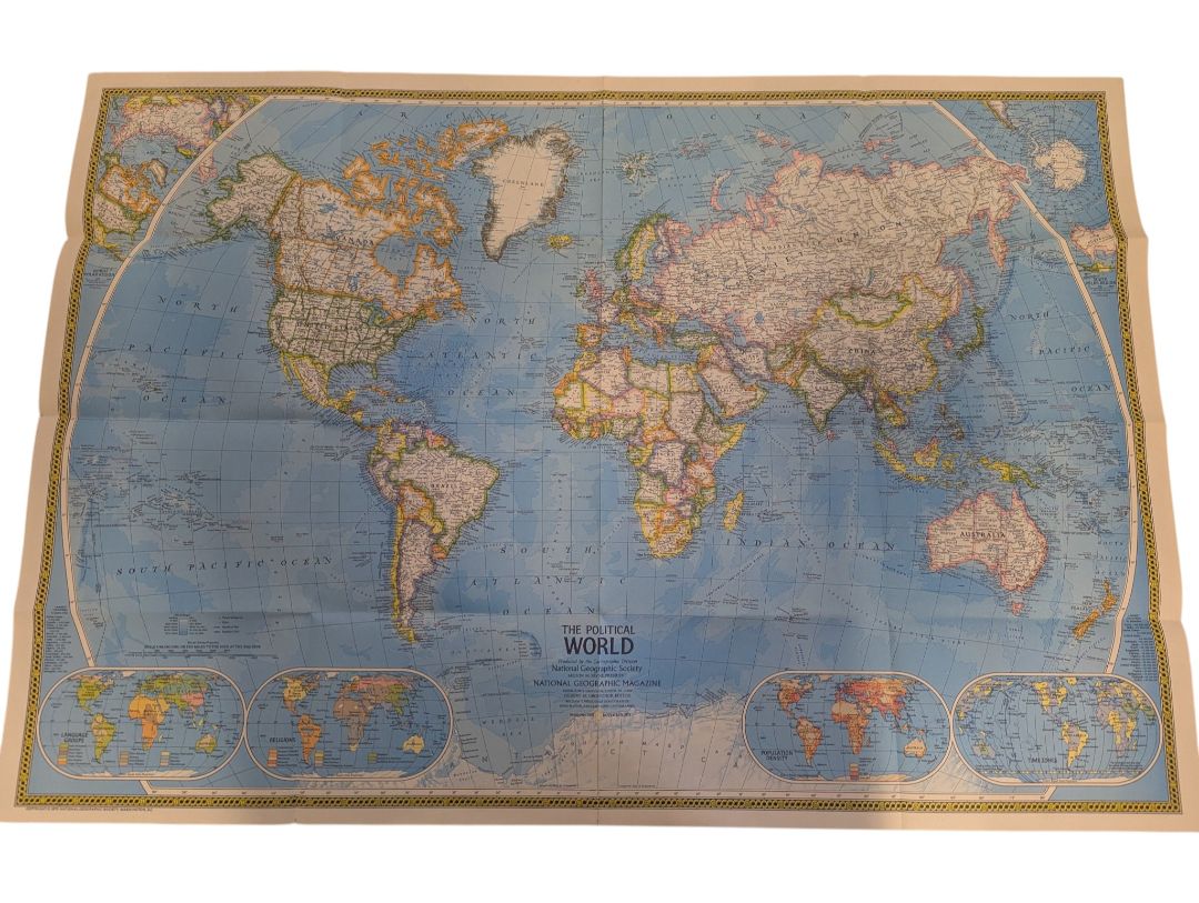 Collection of 7 Vintage National Geographic Fold-Out Maps