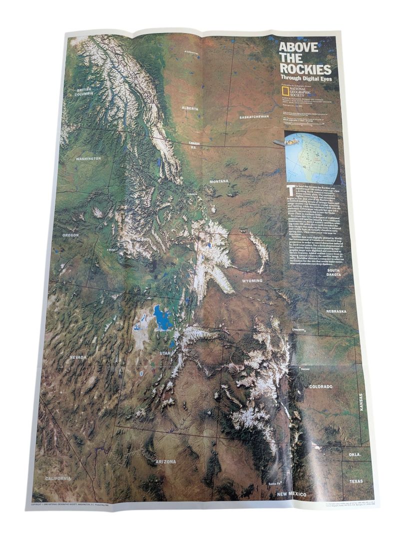 Collection of 6 Vintage National Geographic Maps – Canada, World & Rockies