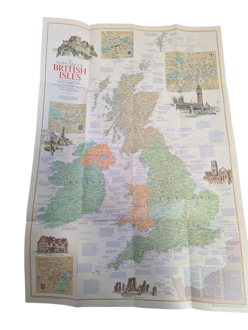 Collection of 7 Vintage National Geographic Fold-Out Maps