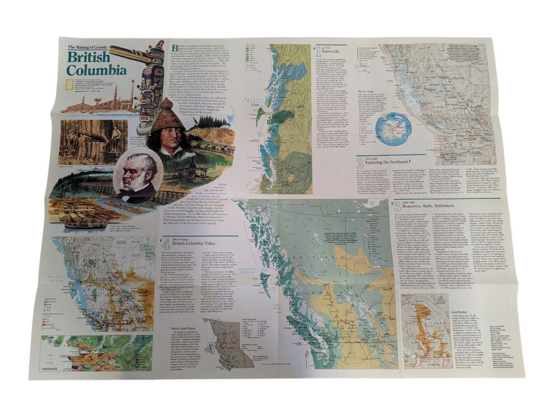 Collection of 6 Vintage National Geographic Maps – Canada, World & Rockies