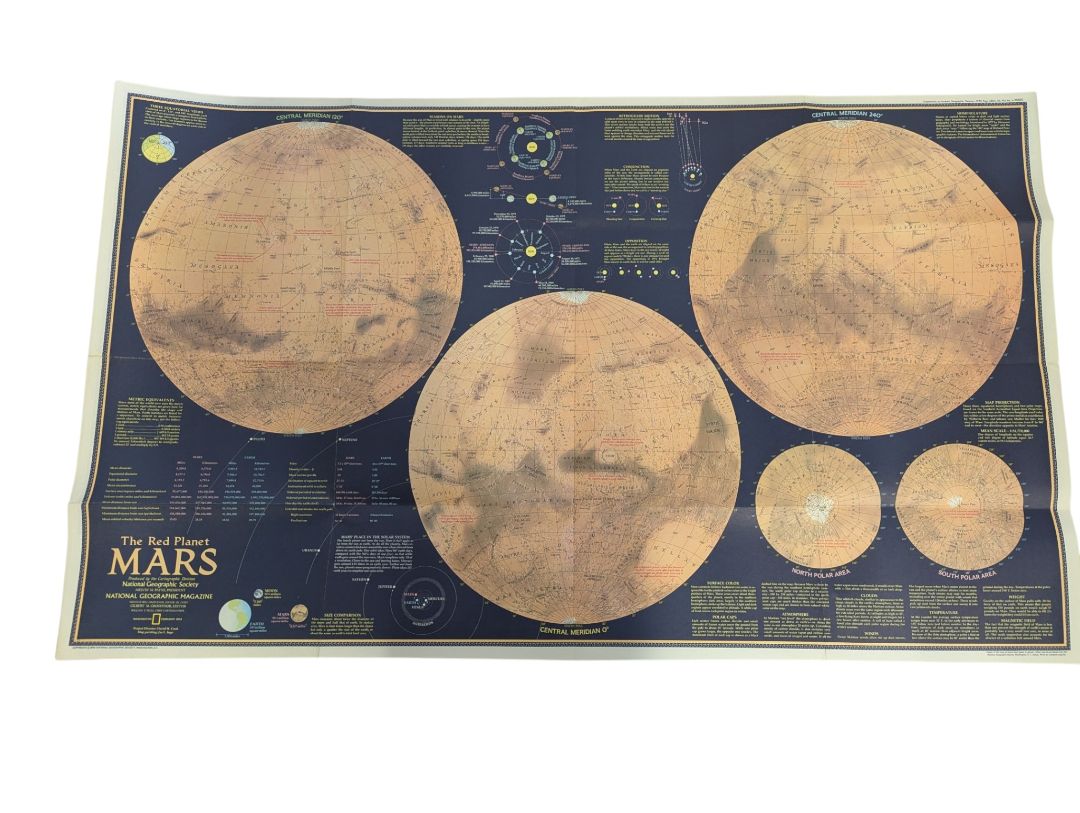 Vintage National Geographic Space Poster Set – Apollo & Mars