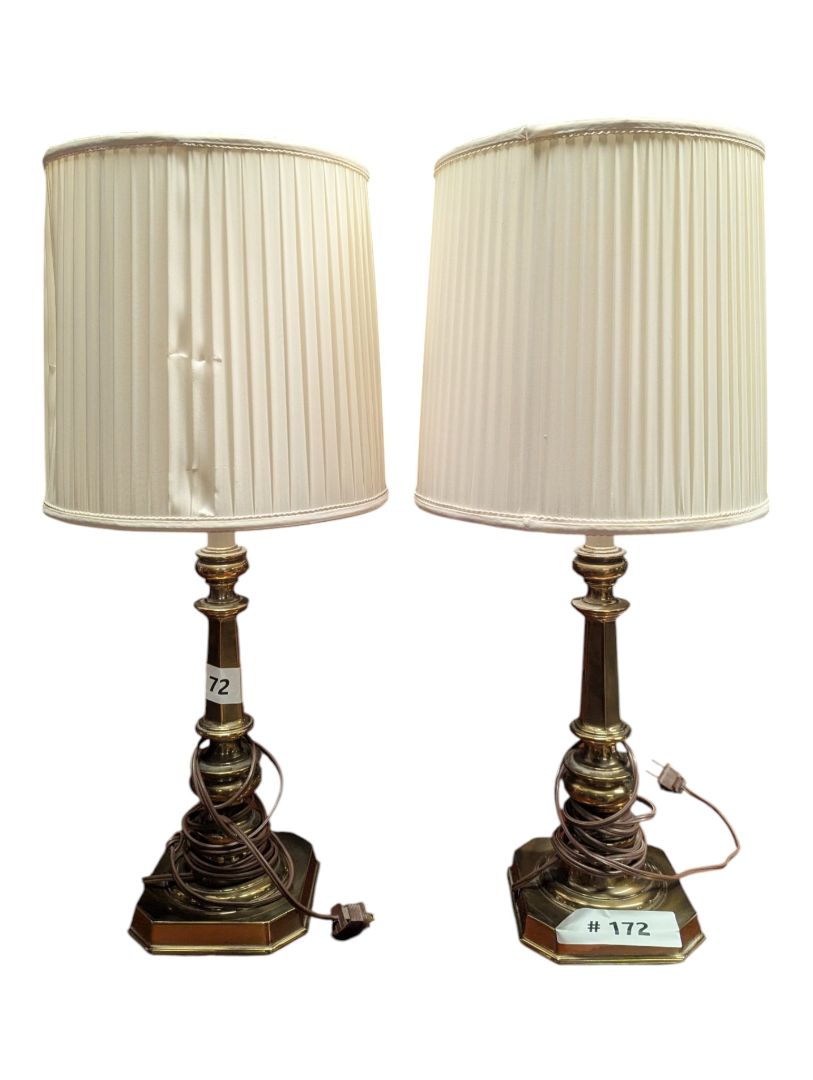 Pair of Vintage Stiffel Brass-Tone Table Lamps