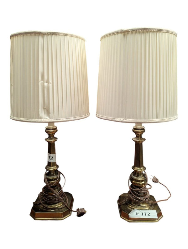 Pair of Vintage Stiffel Brass-Tone Table Lamps