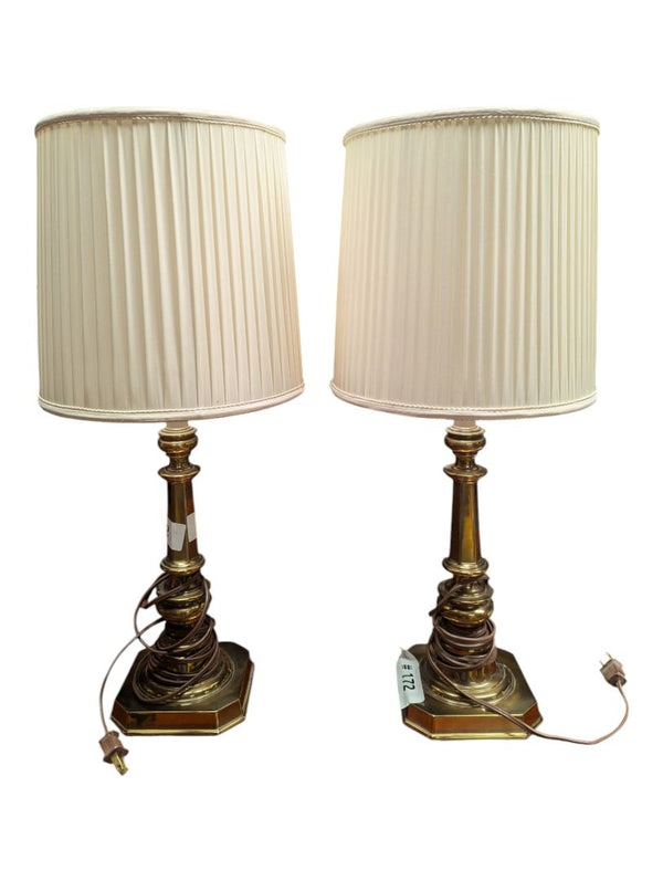 Pair of Vintage Stiffel Brass-Tone Table Lamps