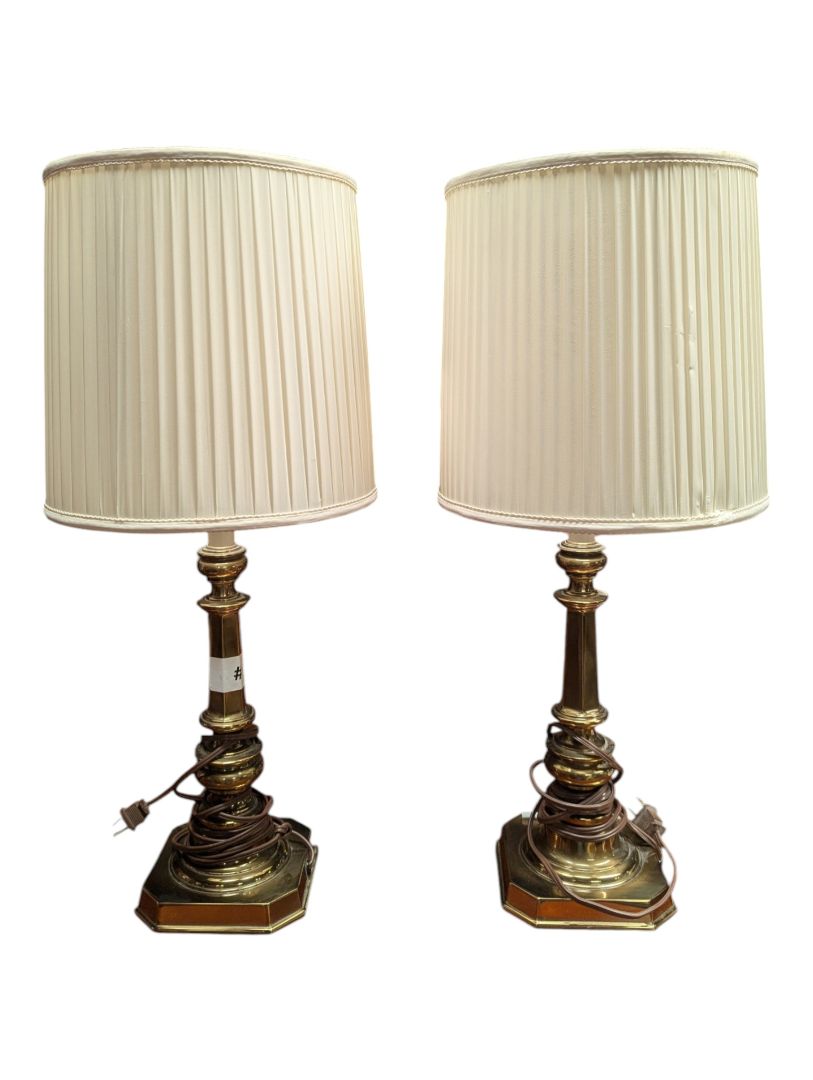 Pair of Vintage Stiffel Brass-Tone Table Lamps