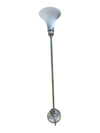 Vintage Brass-Tone Torchiere Floor Lamp with Frosted Glass Shade
