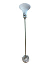 Vintage Brass-Tone Torchiere Floor Lamp with Frosted Glass Shade
