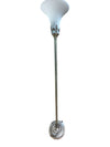 Vintage Brass-Tone Torchiere Floor Lamp with Frosted Glass Shade