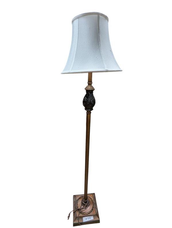 Traditional Bronze-Tone Floor Lamp with Carved Accent