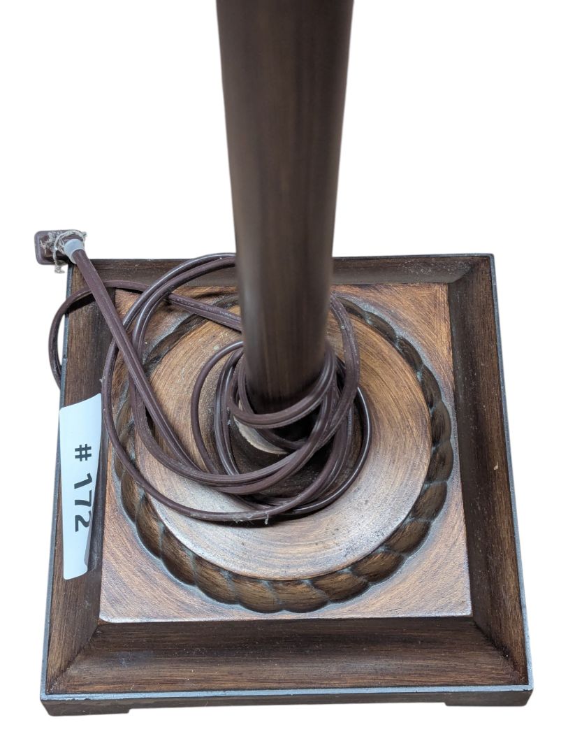 Traditional Bronze-Tone Floor Lamp with Carved Accent