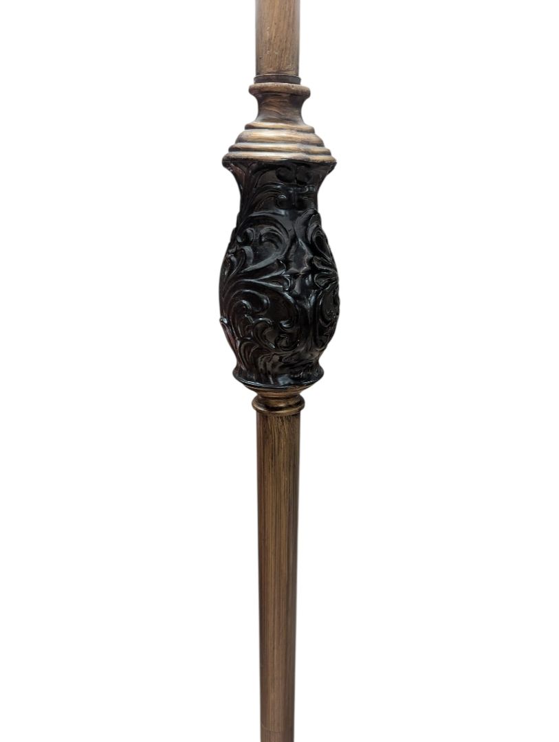 Traditional Bronze-Tone Floor Lamp with Carved Accent