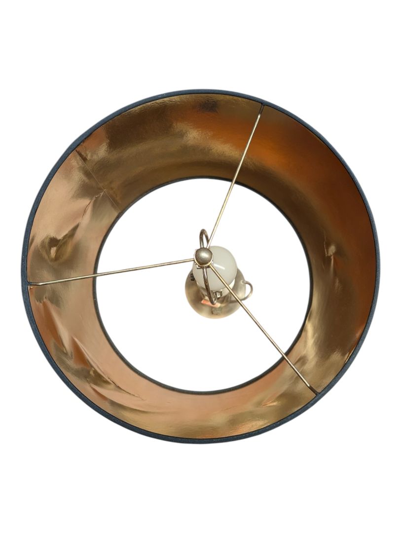 Modern Brushed Metal Table Lamp with Black Shade