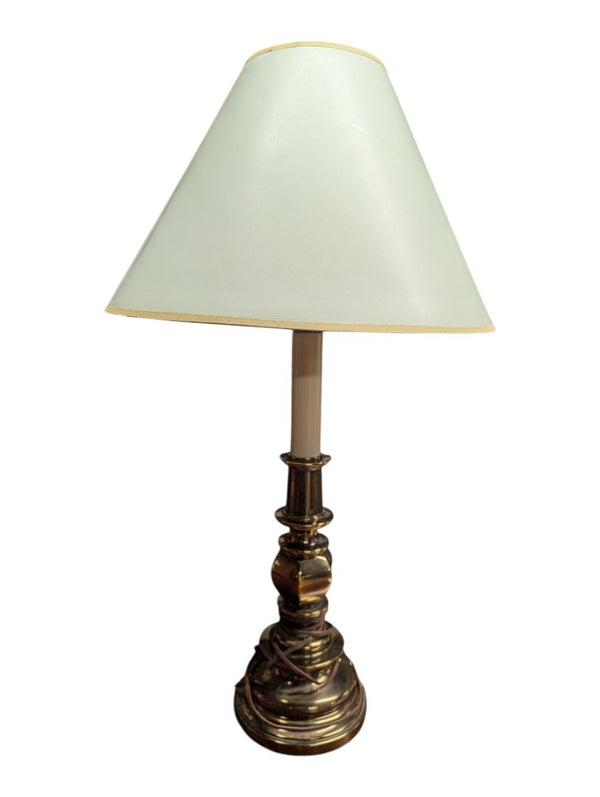 Traditional Brass-Tone Table Lamp with Shade